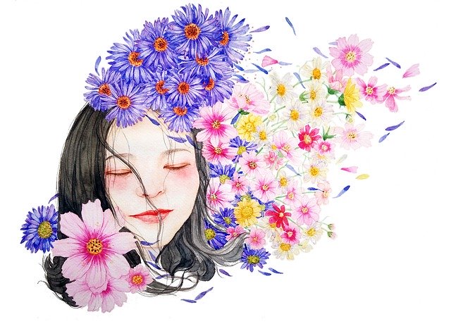 dívka s květinami